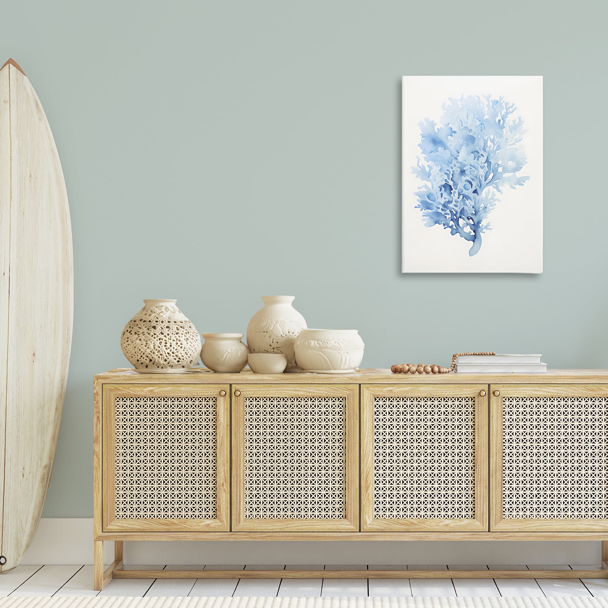 Stupell Industries Indigo Coral Impression Animals & Insects Painting Gallery Wrapped Canvas Art Print Wall Art, 24 x 36