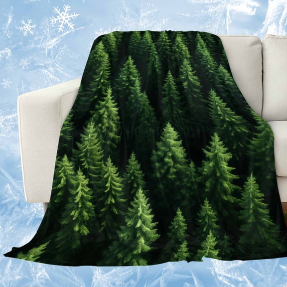 Green Forest Cooling Blanket, Lightweight Breathable Summer Throw Blanket with Double Sided Cold Effect, Pine Trees Modern Mysterious Art Picnic Beach Blankets Bed Sheet for Hot Sleepers 60"x80"