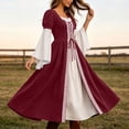 thumbnail image 6 of LEKWK Medieval Dress for Women Lace-Up Bell Sleeve Renaissance Princess Dress Classic Festival Cosplay Themed Party Halloween Costume, 6 of 9
