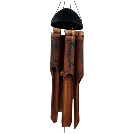Drevy Gifts Bamboo Wind Chimes | Large 45 inch | Natural Beautiful Sound | Wood Outdoor Home Decor | #194 Bone Fish Simple