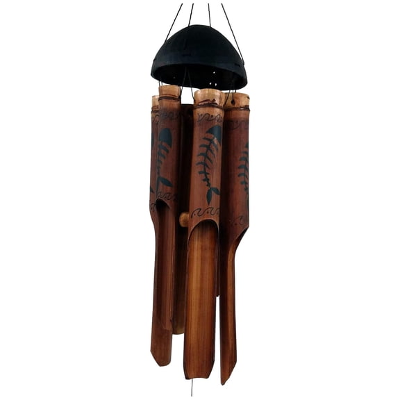 Drevy Gifts Bamboo Wind Chimes | Large 45 inch | Natural Beautiful Sound | Wood Outdoor Home Decor | #194 Bone Fish Simple