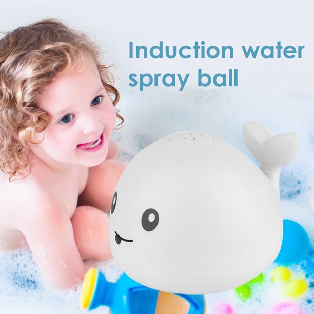 Encendiendo Juguete de agua rociador de baño de ballena con rociador de agua de inducción eléctrica para niños pequeños