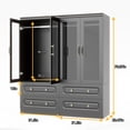 thumbnail image 5 of Sophshelter Black Armoire Wardrobe Closet with 4 Doors, 4 Drawers Wardrobe Closet Large Storage Cabinet with 2 Hanging Rods & Shelves Modern Wardrobe Closet for Bedroom, 5 of 8