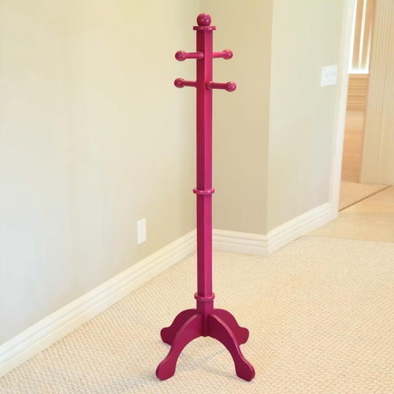 Kid's Tree-Shaped Coat Rack, Wooden Freestanding Hanger with Multiple Hooks for Jackets, Hats and Backpacks