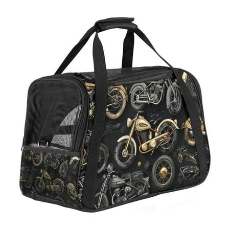 Motorcycle Premium Pet Carrier Bag - 900D Oxford Cloth  Sherpa Base  Nylon Webbing | Size: 17x10x11.8 in | Durable and Stylish Dog Travel Tote