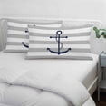 thumbnail image 4 of Grey White Striped Throw Pillow Cover,Pillowcase Protectors with Zipper,Breathable Decorative Lumbar Pillow Case Cover,Navy Blue Beach Nautical Anchor Ocean Coastal Pillow Shams for Couch 16x24Inch, 4 of 8