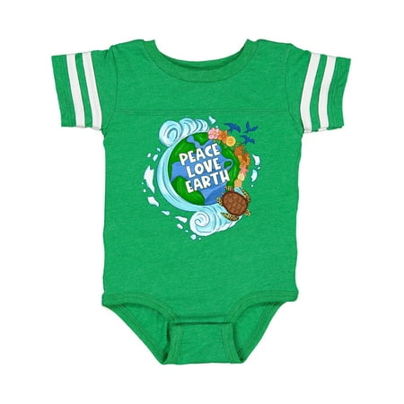 

Inktastic Earth Day Peace Love Earth with Turtle and Waves Gift Baby Boy or Baby Girl Bodysuit