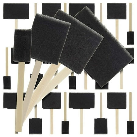 

20 Pcs Foam Sponge Wooden Handle Paint Brush Set-Lightweight Durable Suitable for Acrylic