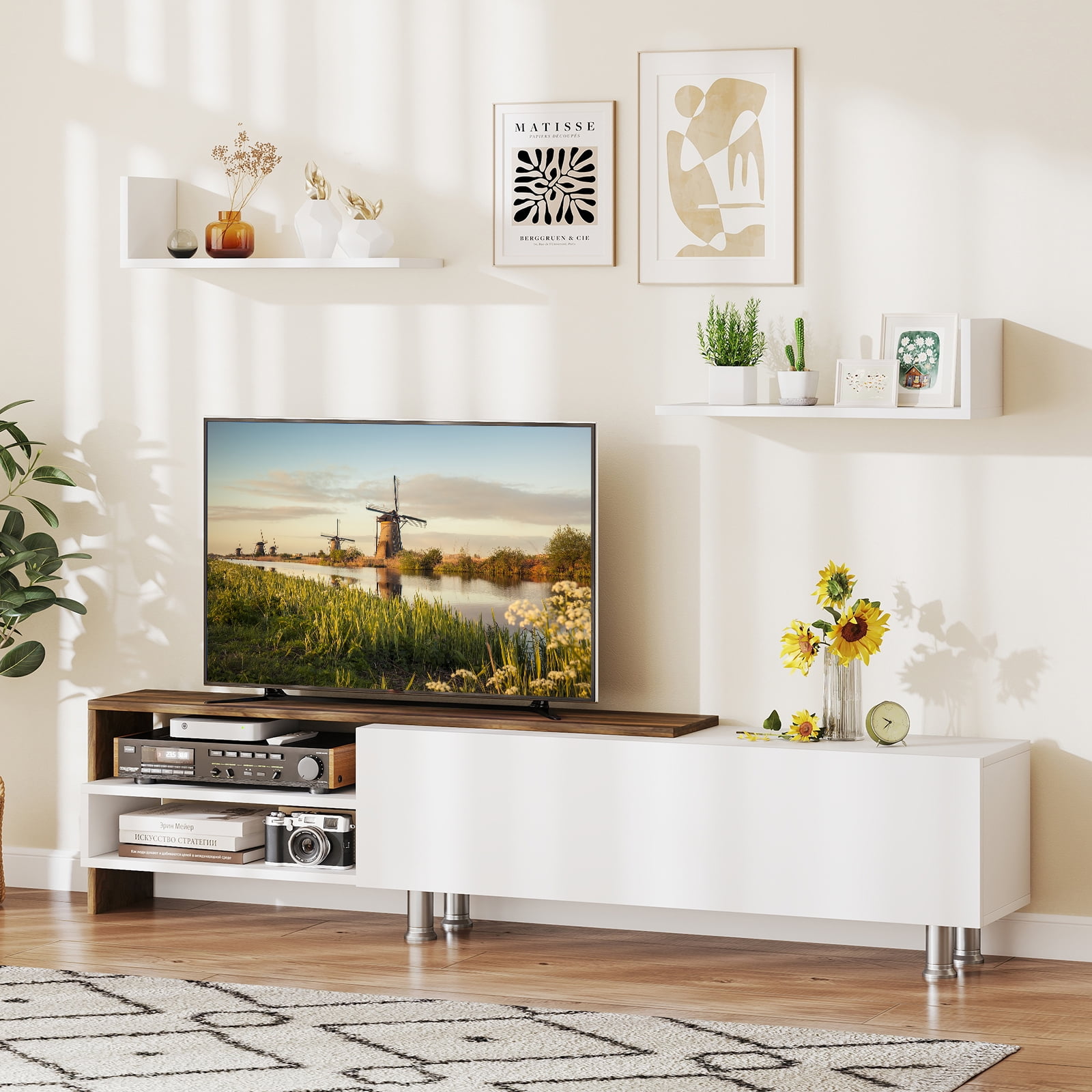 Gymax TV Stand Modern Entertainment Center TV Cabinet for TVs up to 80 Inches