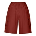 thumbnail image 5 of Womens Summer Shorts Outfits New Womens Wide Leg Cotton Linen Shorts Comfy Bermuda Shorts Summer Casual Short Pants Loose Knee Length Shorts Red M, 5 of 6