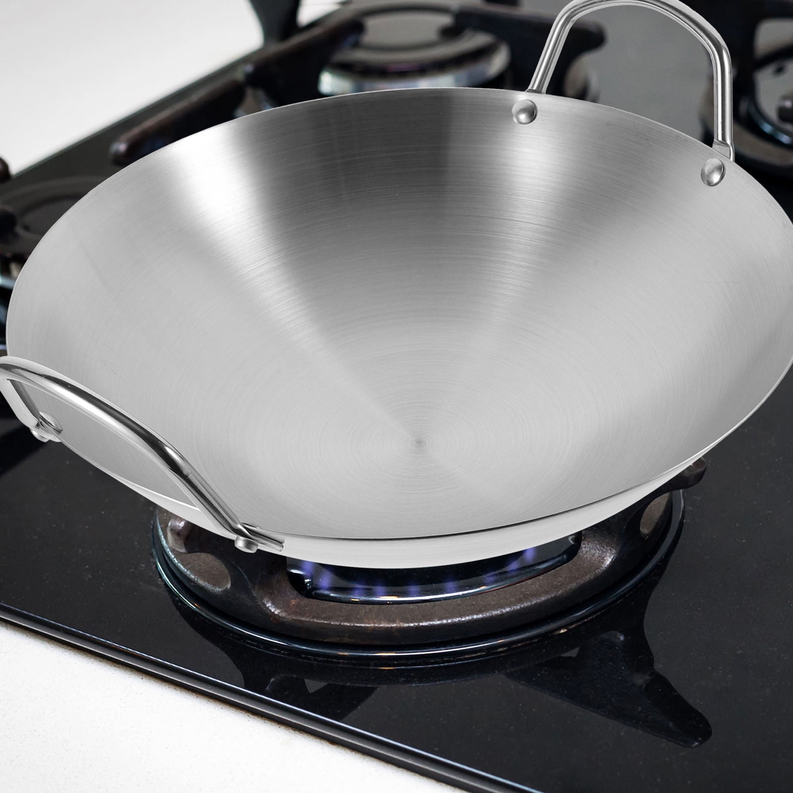 MIPCASE Stainless Steel Frying Pot for Home Use Plated Silver Non Stick Pan with Double Handle Even Heat Cooking