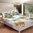 thumbnail image 4 of Erosebridal Cute Dino Bed Sheets Set King Size,Dinosaur Sheet Sets,Set of Ancient Dinosaur Sheets,Jungle Animal Flat Fitted Sheet with 2 Pillowcases Bedroom Decor, 4 of 5