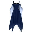 thumbnail image 7 of UoCefik Gothic Dresses for Women Cold Shoulder Butterfly Sleeve Lace Up Suspender Halloween Gothic Dresses Vintage Medieval Evening Dress, Blue 3XL, 7 of 7