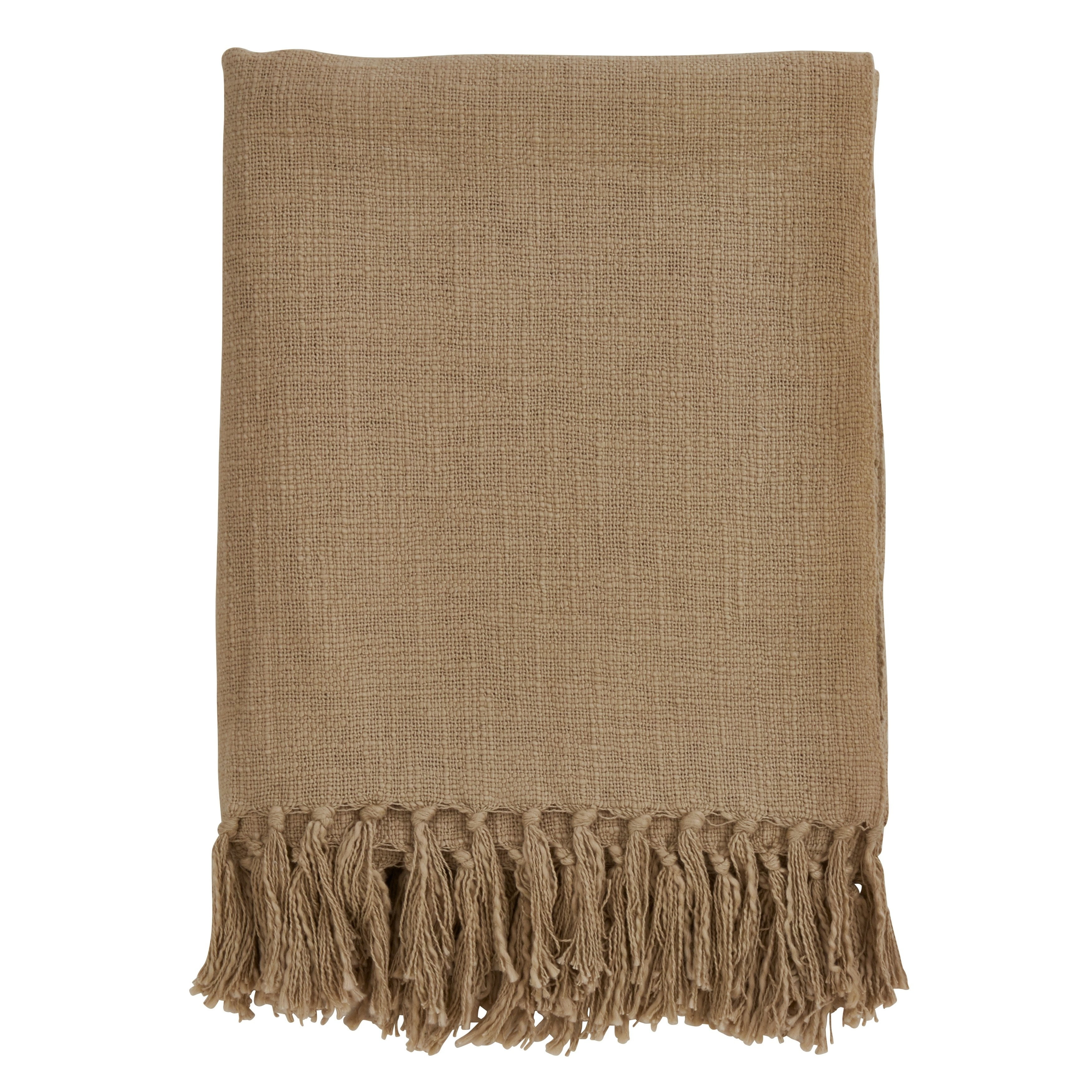 Classic Plain Fringe Design 100 Cotton Throw Blanket 50" W x 60" L