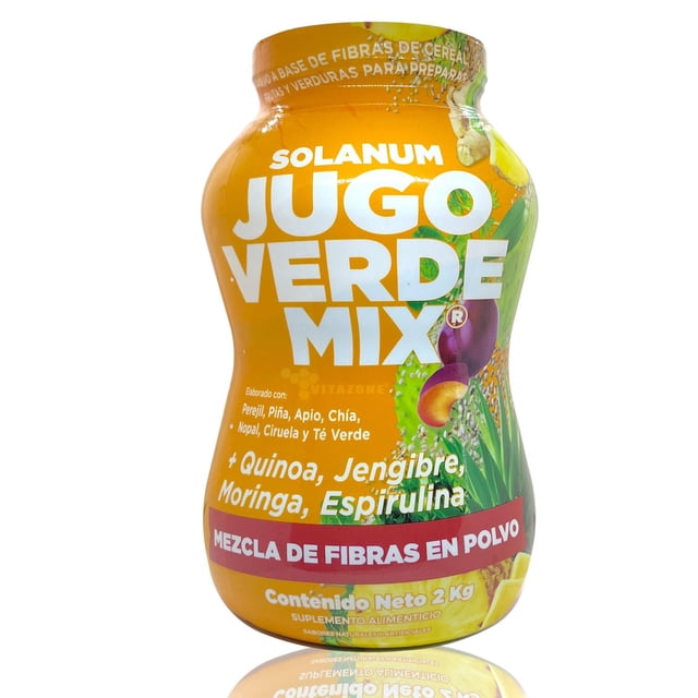 Jugo Verde Mix Solanum 2kg con Quinoa Jengibre Piña Apio Spirulina Nopal