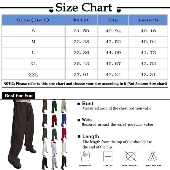 Men's Baggy Sweatpants Wide Leg Drawstring Elastic Waist Athletic Pants Winter Causal Loose Sweatpants with Pockets, S