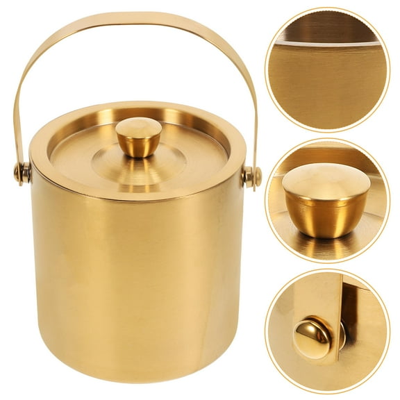 Raindrops Small Ice Bucket Stainless Steel Ice Bucket 14.50X14.00X14.00CM Golden