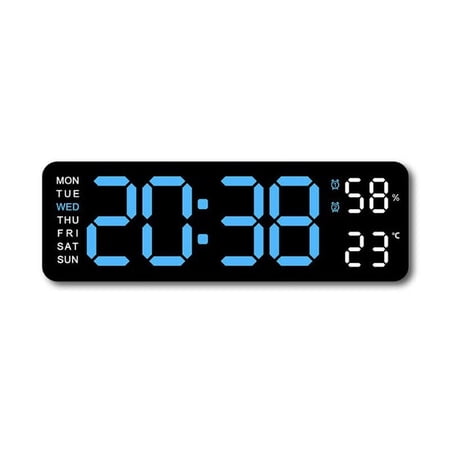 Digital LED Desk Alarm Clock Large LED Display Wall Clock Temperature Humidity