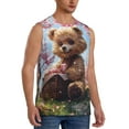 thumbnail image 2 of Pofeuu Romantic Floral Bear Print Men's Muscle T-Shirt, Sleeveless, Muscle Tank, Classic Muscle Tee Top For Men Casual Sleeveless Muscle T-Shirt Trendy Clothes-XX-Large, 2 of 7