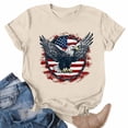 thumbnail image 2 of Qzwdhjm Womens USA Flag Shirts Crew Neck Short Sleeve Tshirts Graphic Tees Crew Neck Loose Summer Shirts Patriotic Going Out Top, 2 of 5