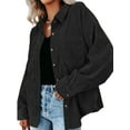 thumbnail image 2 of Womens Corduroy Casual Button Down Shirts Long Sleeve Boyfriend Oversized Collared Shacket Jacket Blouses Tops, 2 of 6