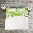 thumbnail image 3 of Ambesonne Green Flower Quilted Bedspread Set 3 Pcs, Blossoming Stripes, Queen Size, Lime Green Pink Red, 3 of 3