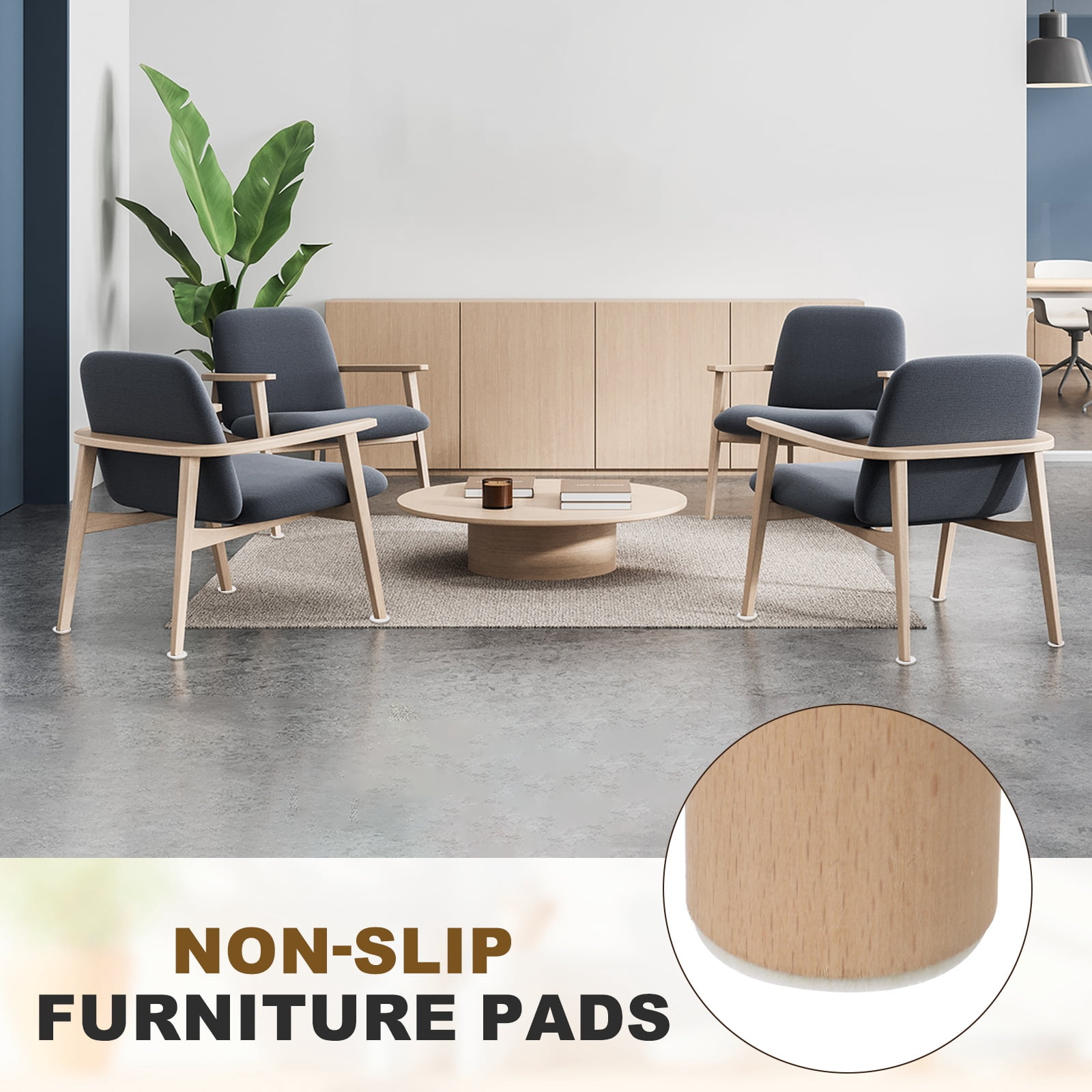 Uxcell 64Pcs Non Slip Furniture Pads, 1" Round Self Adhesive Felt Bumpers Noise Reducing Furniture Feet Floor Protector for Chairs Tables Furniture Legs (Black 0.12" Thick)