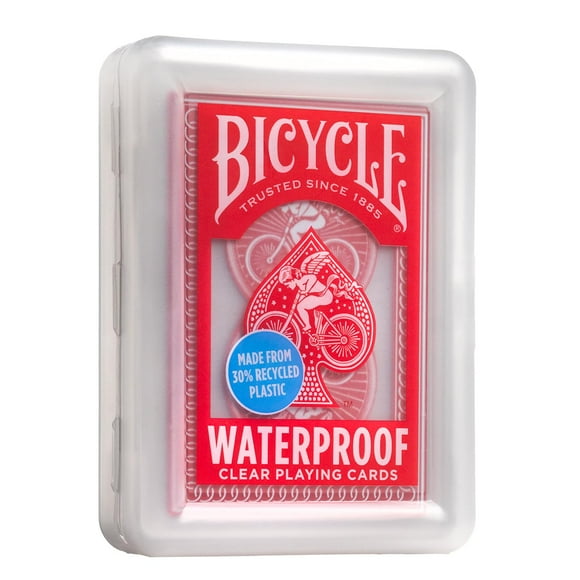 Juego de cartas para bicicleta, impermeable, rojo, plástico transparente, 30% reciclable