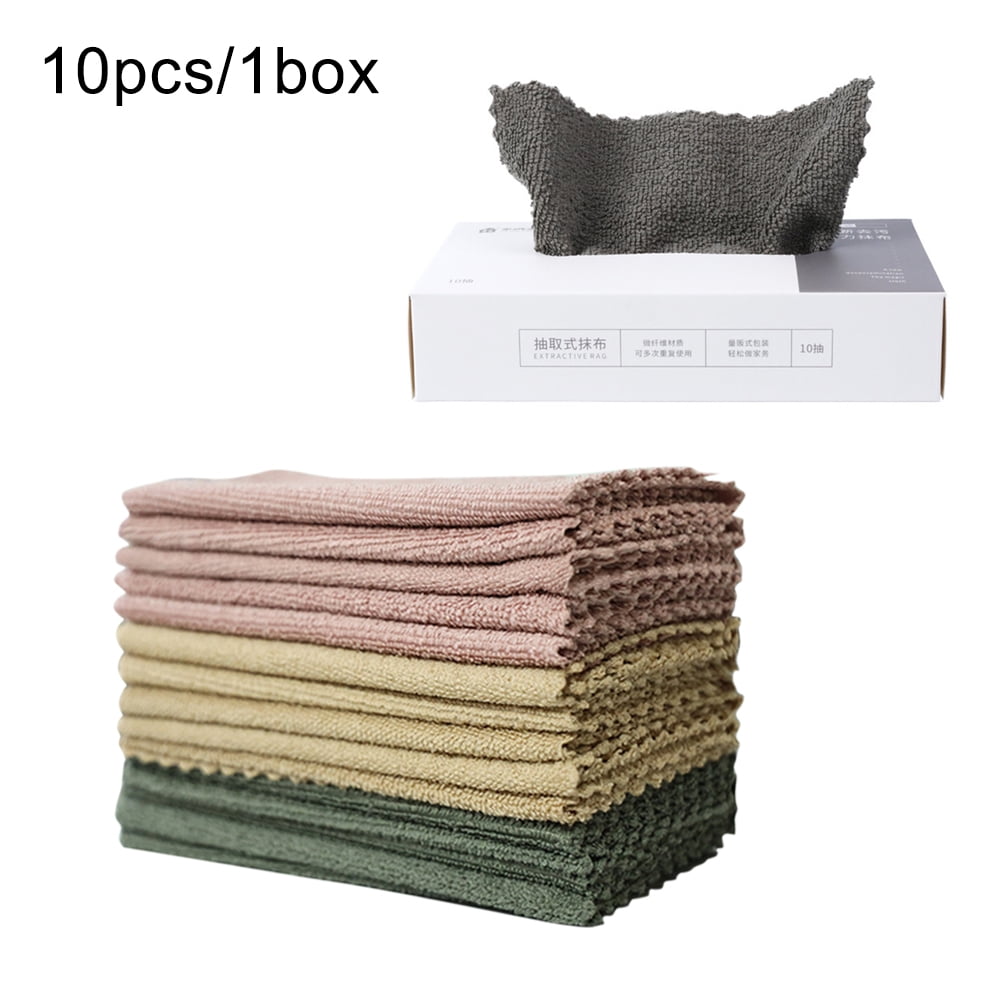 10pcs/box Microfiber Dish Cloth Kitchen Washing Cleaning Cloth Wipe Non