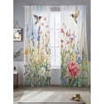 thumbnail image 2 of Spring Floral Sheer Curtains 84 Inch Length 2 Panels Set, Botanical Blossom Seasonal Wildflower Voile Window Treatment Rod Pocket Curtains Sheers Drapes for Bedroom/Living Room/Kitchen 52"x84"x2, 2 of 7