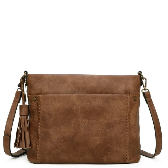 Christina Womens Vegan Leather Multi-Functional Crossbody bag by Ampere Creations - Brown