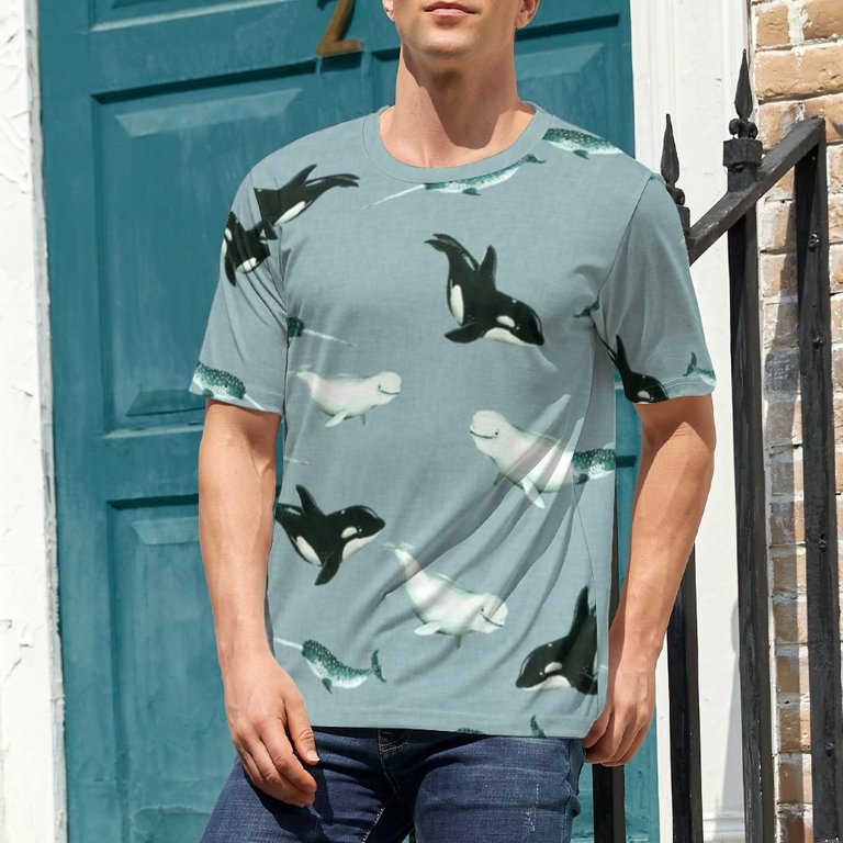 T Shirt For Men Arctic Animal Print T-Shirt Whales And Bear
