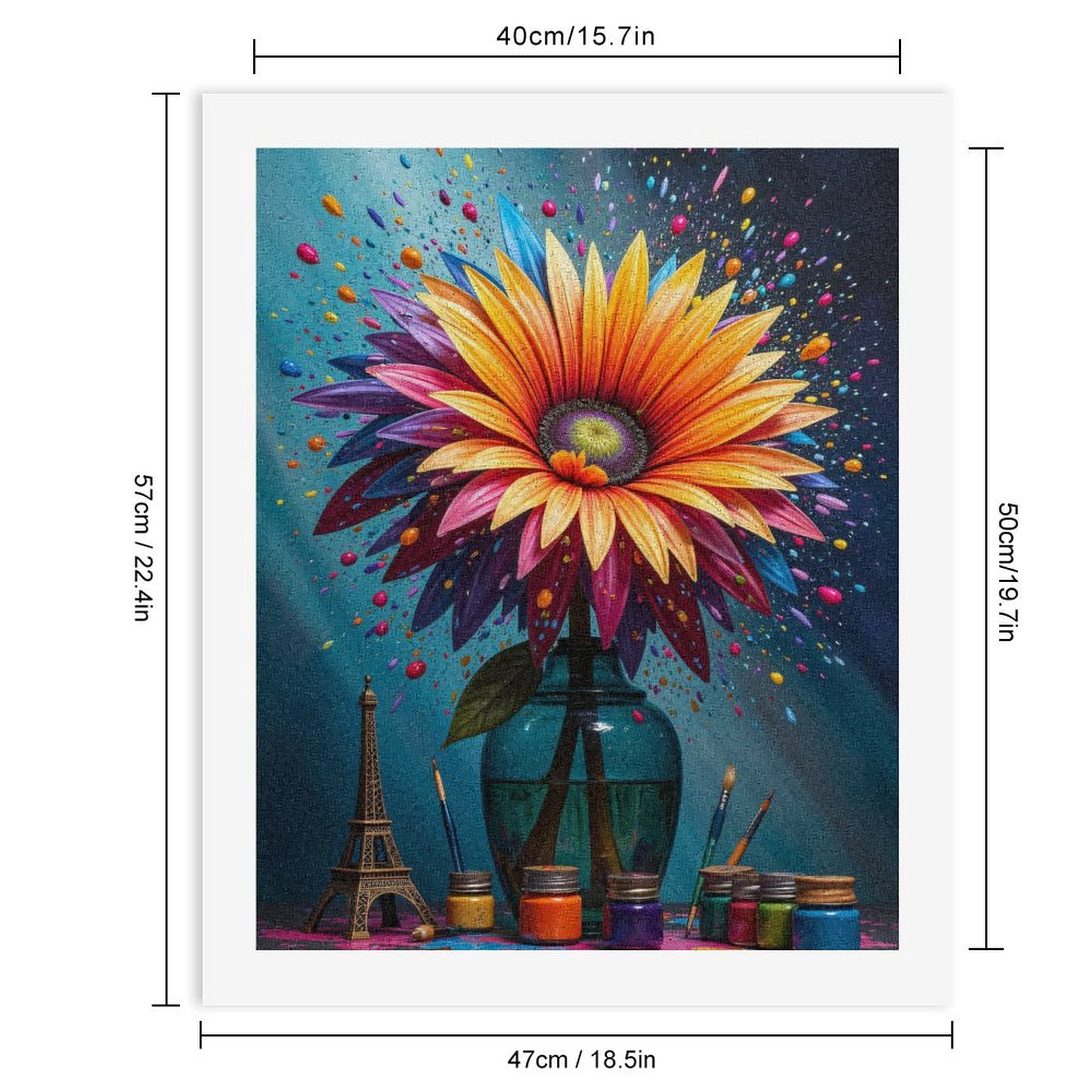 Paint By Numbers Kit for Adults Beginner - Vibrant Flower Art Eiffel Palette DIY Canvas Painting Kits for Adults, Frameless Paint By Number for Adults for Home Wall Decor 16x20 Inch