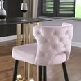 thumbnail image 5 of 27 Inch Velvet Counter Height Dining Chairs, Modern Dining Chair with Black Metal Legs, Simple Bar Stool Upholstered Dining Chairs, Accent Desk Chair Dining Room, Kitchen, Vanity(Pink,Set of 4), 5 of 9