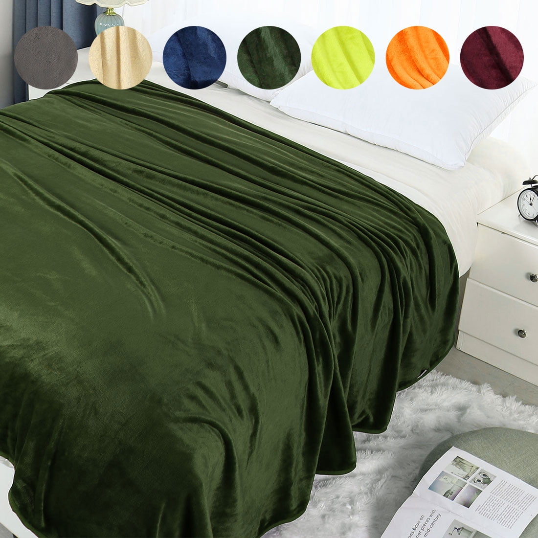 Plush Lightweight Flannel Fleece Throw Blanket for Couch or Bed Twin