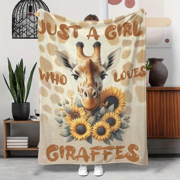 Giraffe Pattern Blanket, Soft Comfortable Throw Blanket, Lightweight Warm Napping Blanket for Home Office Travel Camping