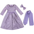 thumbnail image 3 of XQYLOS Clearence Girls’ Solid Color Maxi Dress Set with Matching Headband Fall Spring Layering Dress School Photo Day Casual Chic Outfit (1 Years,Purple), 3 of 4