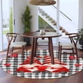thumbnail image 3 of Round Area Rugs Collection 6 Ft, Valentine's Day Non-Slip Residential Carpet, Cute Gnomes Red Love Heart Vintage Plaid Indoor Crawling Mats Runner Rugs for Living Room/Dining Room/Bedroom, 3 of 8