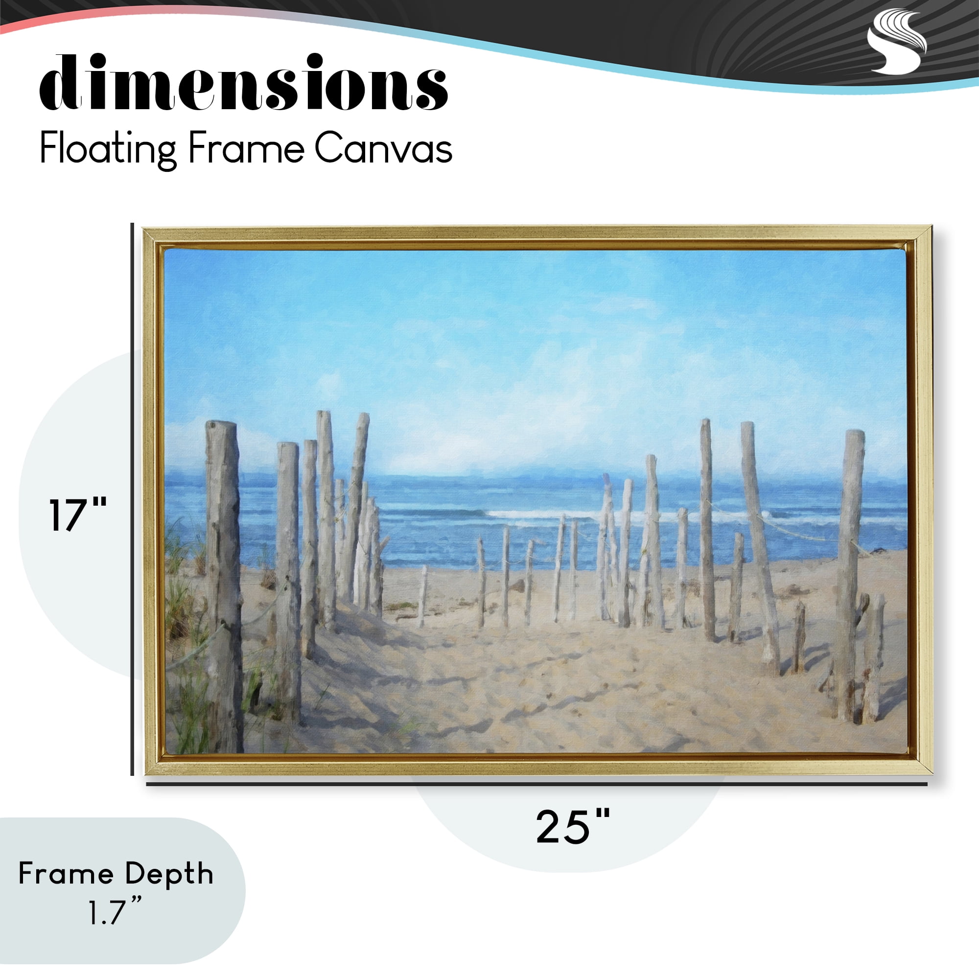 Stupell Industries National Seashore Vista Gold Framed Floater Canvas Wall Art, design by Grotto Studios