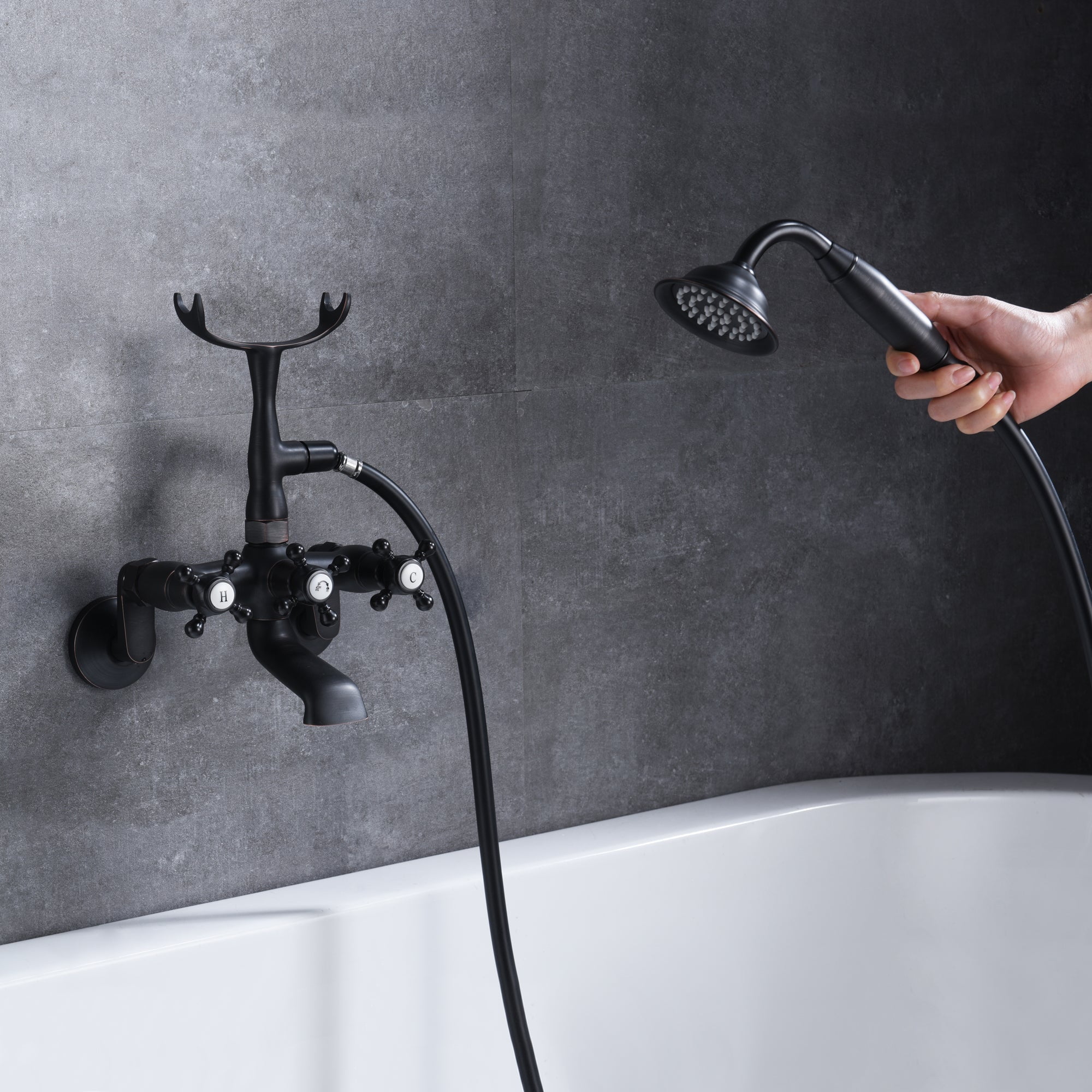 Clawfoot Tub Faucet Bronze,Wall Mount Tub Filler in Oil Rubbed Bronze Finish Sumerain