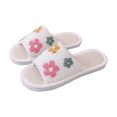 thumbnail image 5 of Bibifish Womens Fall Slippers Printed Terry Cloth Slide Colorful Flower Print Breathable Sweat Resistant Open Toe Slip On Indoor Winter Slippers, 5 of 8