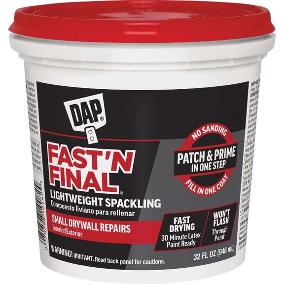 Dap Fast'n Final Lightweight Wall Fillers Spackling Quart 7079812142