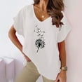 thumbnail image 2 of ZZwxWA Womens Tops Dressy Casual Women's Sunflower Print V-neck Cotton and Hemp Casual Sleeves Short Sleeved T-shirt, 2 of 6