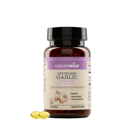 NatureWise Odorless Garlic Supplement 4000mg - Non-GMO - 180 Softgels[90-Day Supply]