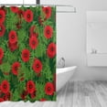 thumbnail image 4 of YFYANG Waterproof Bathroom Shower Curtain, Red Flower Pattern Shower Curtain Set with Hooks, Home Bathroom Tub Decor - 72 "x72", Plastic Hooks, 4 of 7