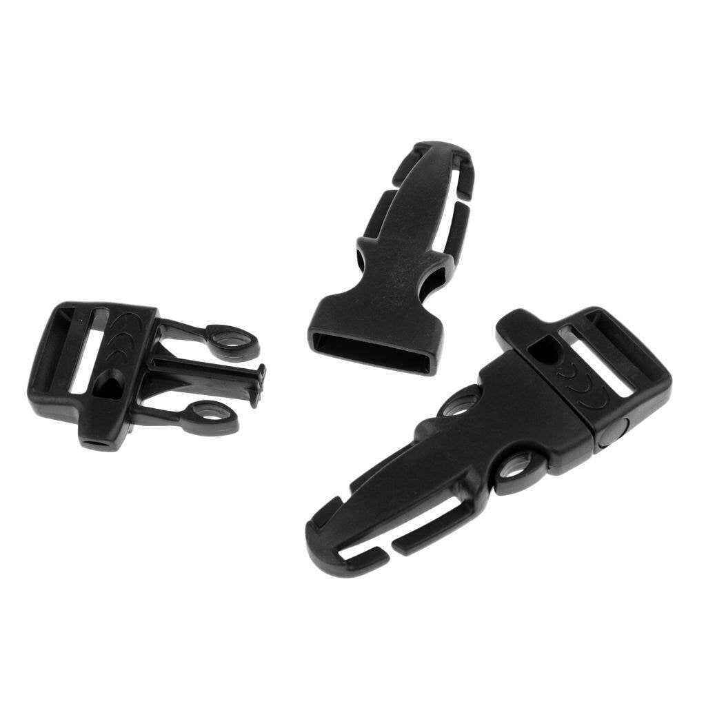 S SERENABLE 10 Pcs Bracelet en Corde Boucle à Dégagement Latéral Sifflet de Survie 5.5x3.5cm Noir