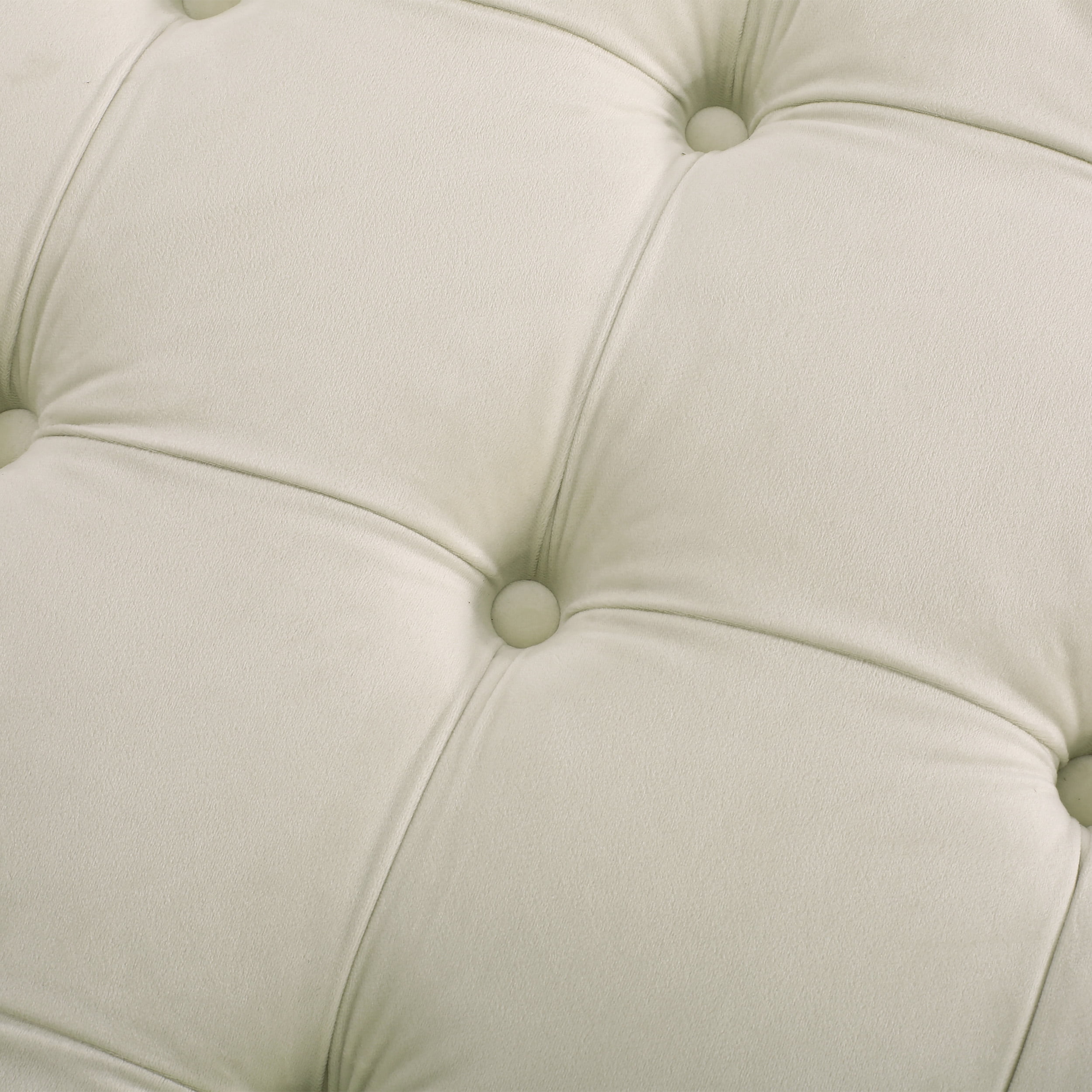 Noble House Vincent Modern Glam Round Tufted Velvet Ottoman, Beige
