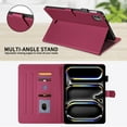 thumbnail image 3 of for iPad Pro 13" 2024 M4 7th Generation Folio Flip Case, Elegant Ultra Slim PU Leather Case with Smart Wake Sleep Kickstand Function Pencil Holder and Card Slots for iPad Pro 13" 2024, Red, 3 of 8