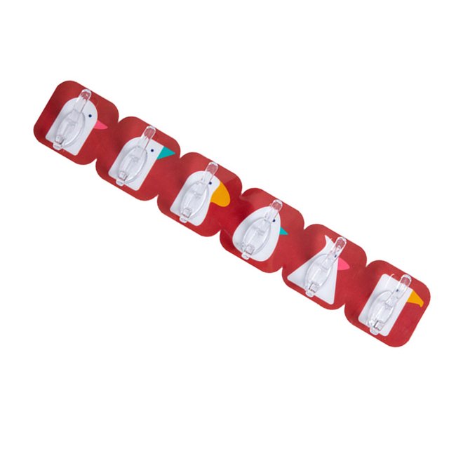 Wosthever Colgador autoadhesivo de 6 uds./ recortable para Hotel, sala de estar, baño, puerta de cocina, bufanda colgante, bolso, abrigo, gancho Almacenamiento y organización del hogar Rojo