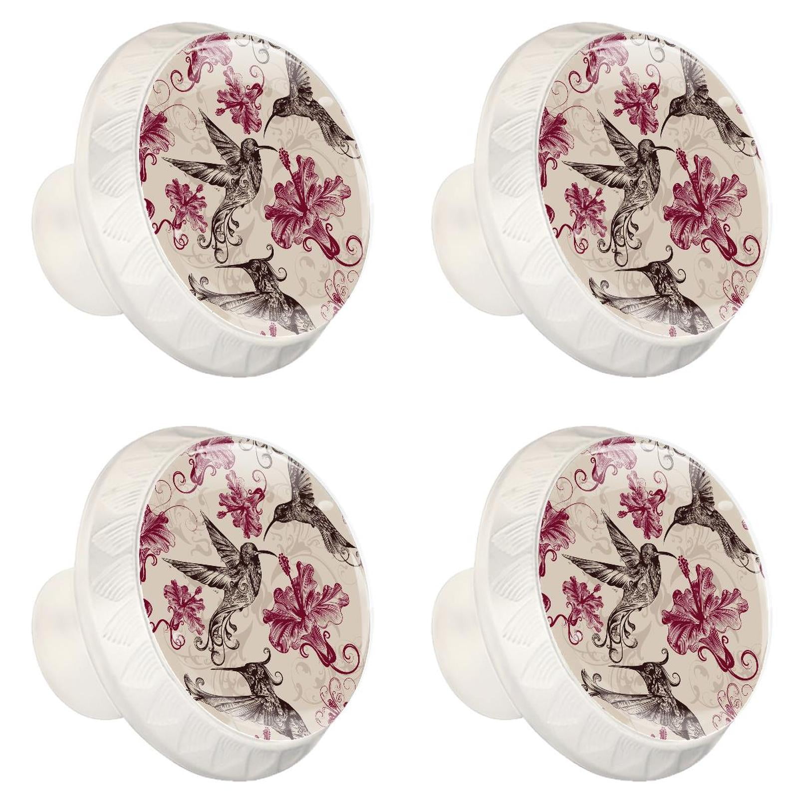 4 Pcs Hummingbird Knobs for Kitchen Cabinet Cupboard Dresser Bookcase Drawer Pulls Handles Round Home Decor